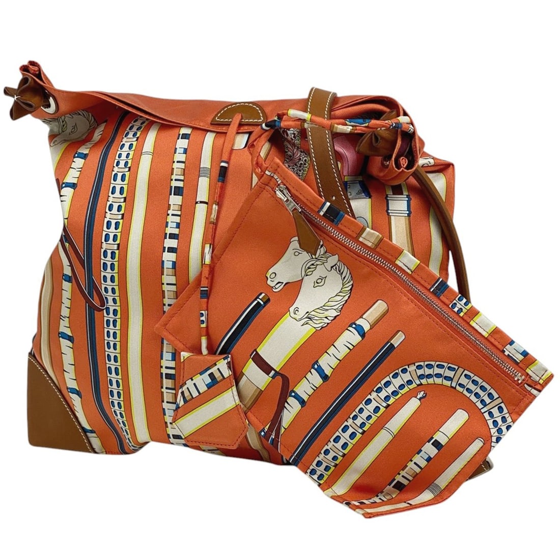 Hermes Hermès Silky City PM Les Cannes Cane Shoulder Bag, Silk, Orange, Multicolor, Women's: --- Catalog ---Category: SizeSize (HxWxD): 33cm x 32.5cm x 1cm / 12.99'' x 12.79'' x 0.39''Category: DesignType: Shoulder bagColor: Multi-color, OrangeGender: WomenMaterial: Silk , Leather Category: G