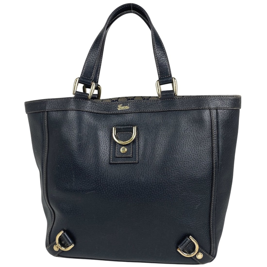 Gucci GG-patterned Abby leather tote bag in navy, 130739, for women.: --- Catalog ---Category: SizeSize (HxWxD): 24cm x 27cm x 10cm / 9.44'' x 10.62'' x 3.93''Category: DesignType: Handbag, Tote bagColor: NavyGender: WomenMaterial: Leather Category: GeneralLine: AbbeyBr