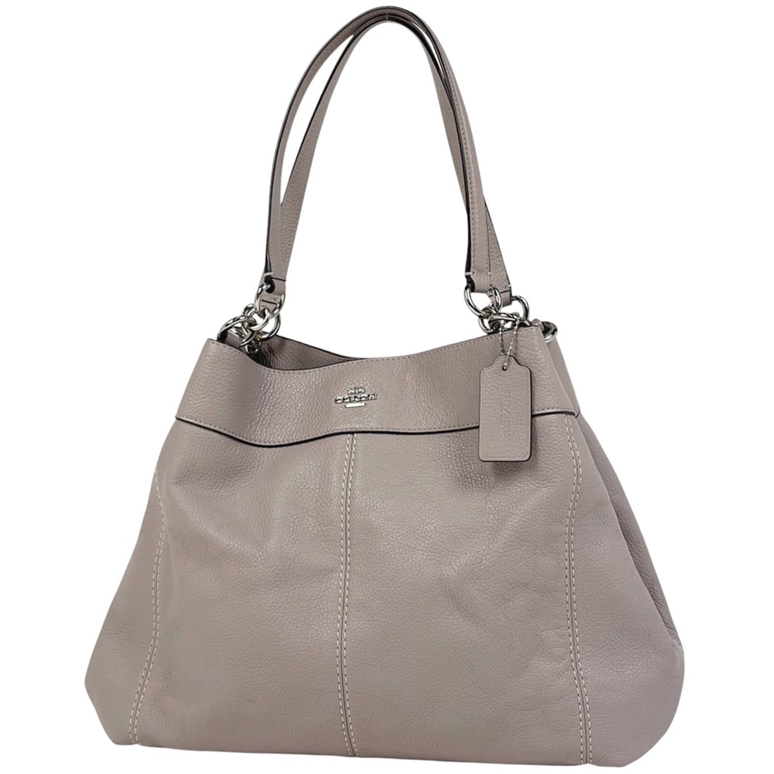 Coach logo shoulder bag, handbag, leather, gray, F28997, women's: --- Catalog ---Category: SizeSize (HxWxD): 27cm x 38cm x 13cm / 10.62'' x 14.96'' x 5.11''Category: DesignType: Handbag, Shoulder bagColor: GrayGender: WomenMaterial: Leather Category: GeneralBrand: C