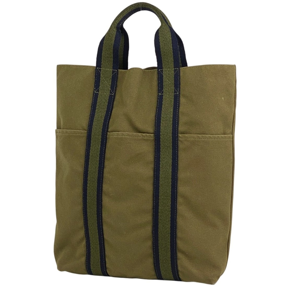 Hermès HERMES Foul Tou Cabas Handbag Tote Bag Canvas Khaki Women's (1 of 11)