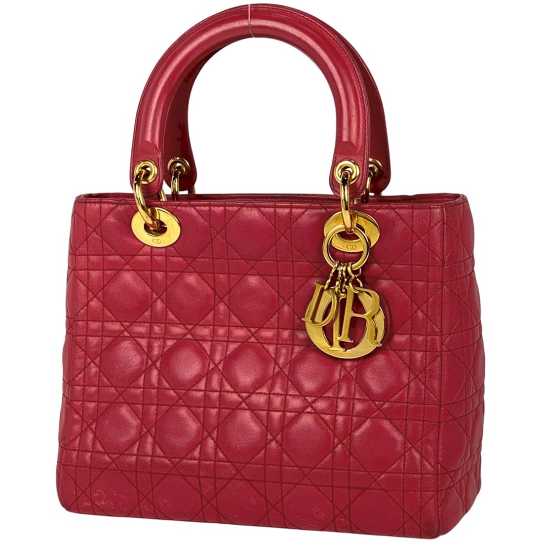 Christian Dior Lady Cannage Handbag in Red Leather for Women (1 of 11)