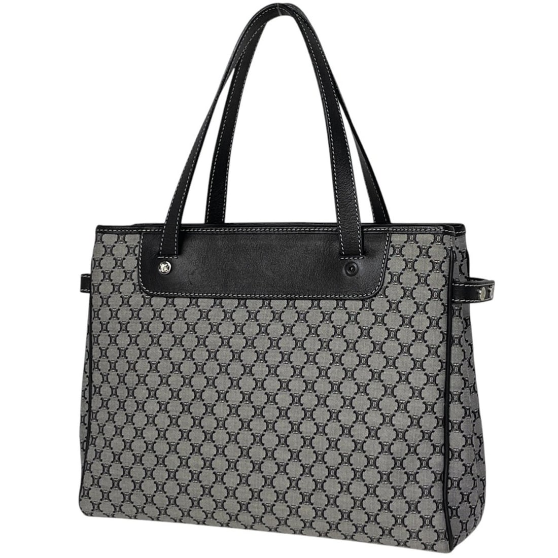 Celine Macadam handbag, canvas, black, for women.: --- Catalog ---Category: SizeSize (HxWxD): 21cm x 27cm x 10cm / 8.26'' x 10.62'' x 3.93''Category: DesignType: HandbagColor: BlackGender: WomenMaterial: Canvas , Leather Category: GeneralBrand: Celine