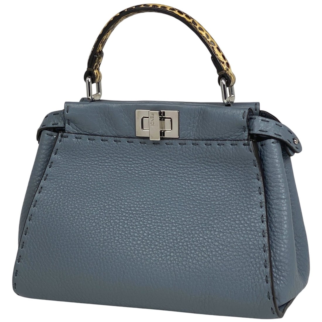 Fendi Peekaboo Mini Handbag, 2-Way Shoulder Bag, Selleria Leather, Blue, 8BN244, Women's: --- Catalog ---Category: SizeSize (HxWxD): 17cm x 23.5cm x 11.5cm / 6.69'' x 9.25'' x 4.52''Category: DesignType: Handbag, Shoulder bagColor: BlueGender: WomenMaterial: Leather Category: GeneralMPN: 8