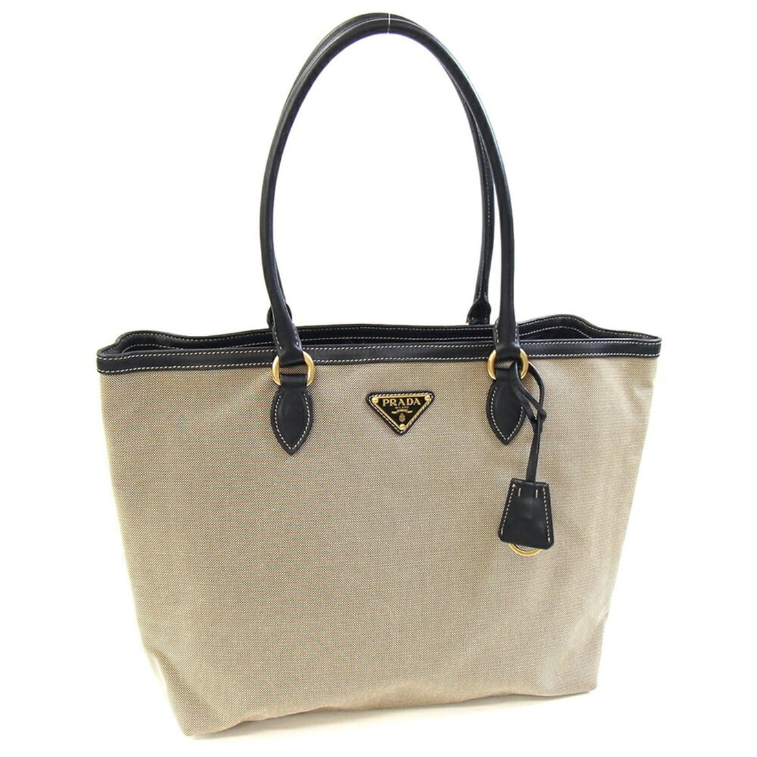 Prada Tote Bag 1BG158 Beige Brown Black Canvas Leather Shoulder Women's PRADA: --- Catalog ---Category: SizeSize (HxWxD): 26cm x 40cm x 15cm / 10.23'' x 15.74'' x 5.9''Category: DesignType: Tote bagColor: Beige brown, BlackGender: WomenMaterial: Canvas , Leather Category: Genera