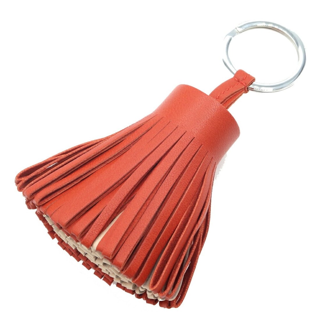 Hermes Carmen Key Ring, Orange Beige, Anjo Miro Bag Charm, Key, Women's, HERMES: --- Catalog ---Category: DesignType: KeyringColor: Beige, OrangeGender: WomenMaterial: Agneau MiloCategory: GeneralBrand: Hermes--- Item List ---Section: ConditionRanking: Rank A Used - A few traces o