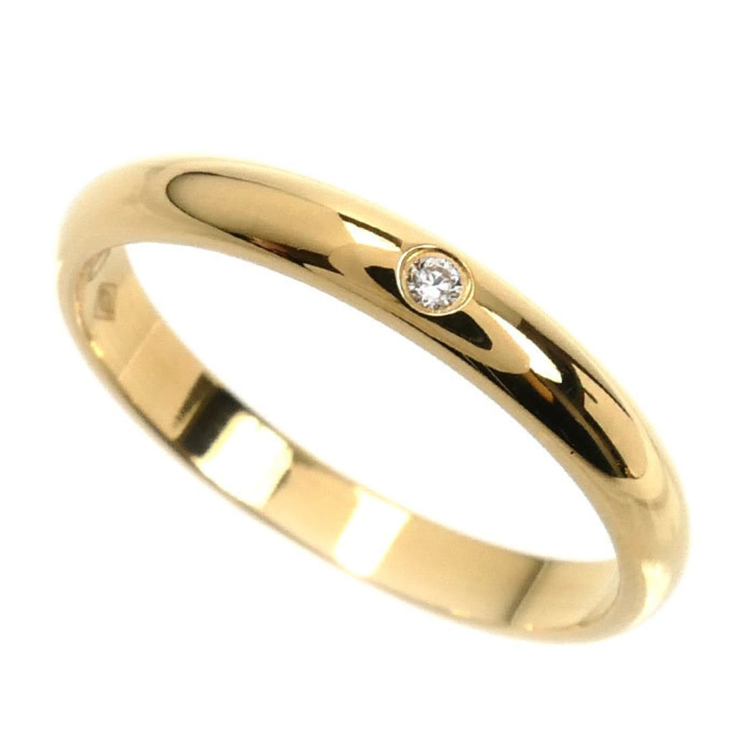 CARTIER 18KYG Yellow Gold Wedding Ring 1895 with 1 Diamond, B4057650, 50 Diamonds, 2.2g, Women's (1 of 10)