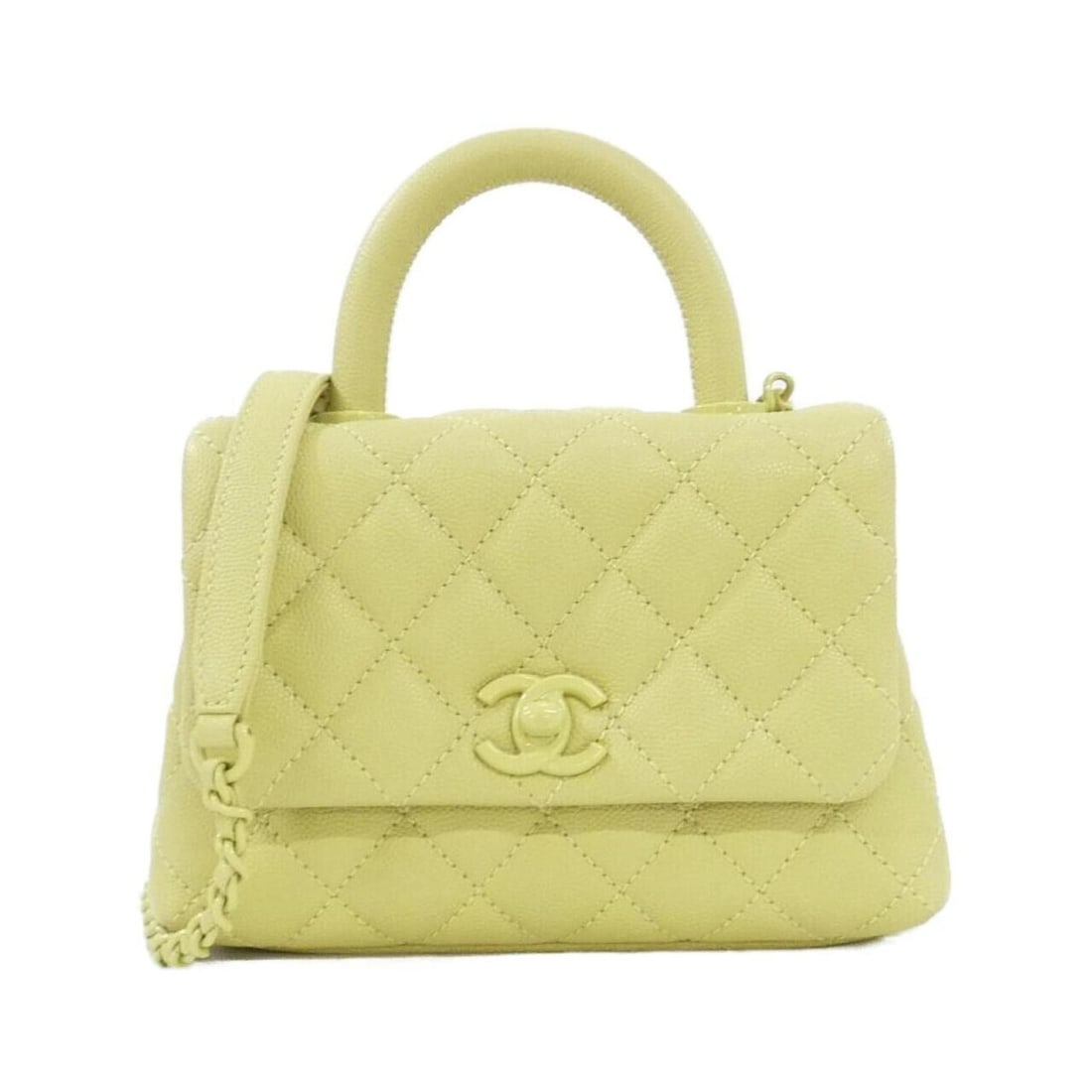 Chanel AS2215 handbag: --- Catalog ---Category: SizeSize (HxWxD): 13cm x 19cm x 9cm / 5.11'' x 7.48'' x 3.54''Category: DesignType: HandbagColor: YellowGender: WomenMaterial: Grained Calfskin Category: GeneralMPN:
