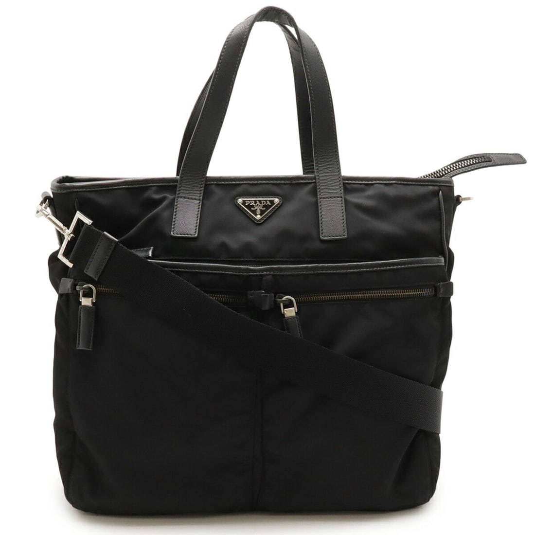 PRADA Prada Tote Bag Shoulder Nylon Leather NERO Black VA0860 (1 of 10)