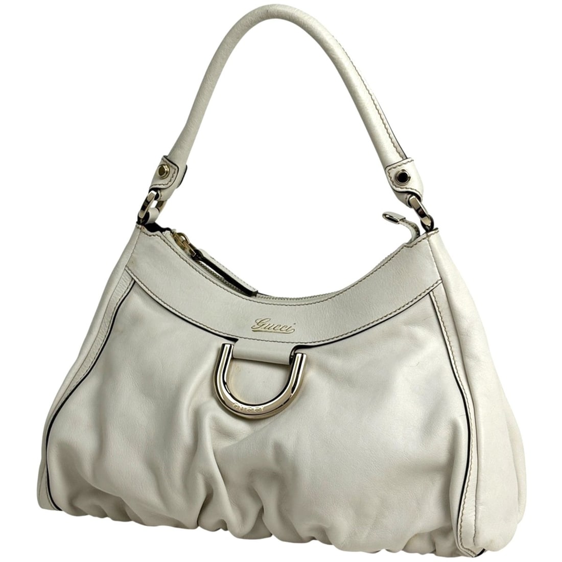 Gucci Abby Logo Shoulder Bag, One-Shoulder Handbag, Leather, White, 190525, Women's: --- Catalog ---Category: SizeSize (HxWxD): 21cm x 28cm x 13.5cm / 8.26'' x 11.02'' x 5.31''Category: DesignType: Handbag, Shoulder bagColor: WhiteGender: WomenMaterial: Leather Category: GeneralMPN: 1