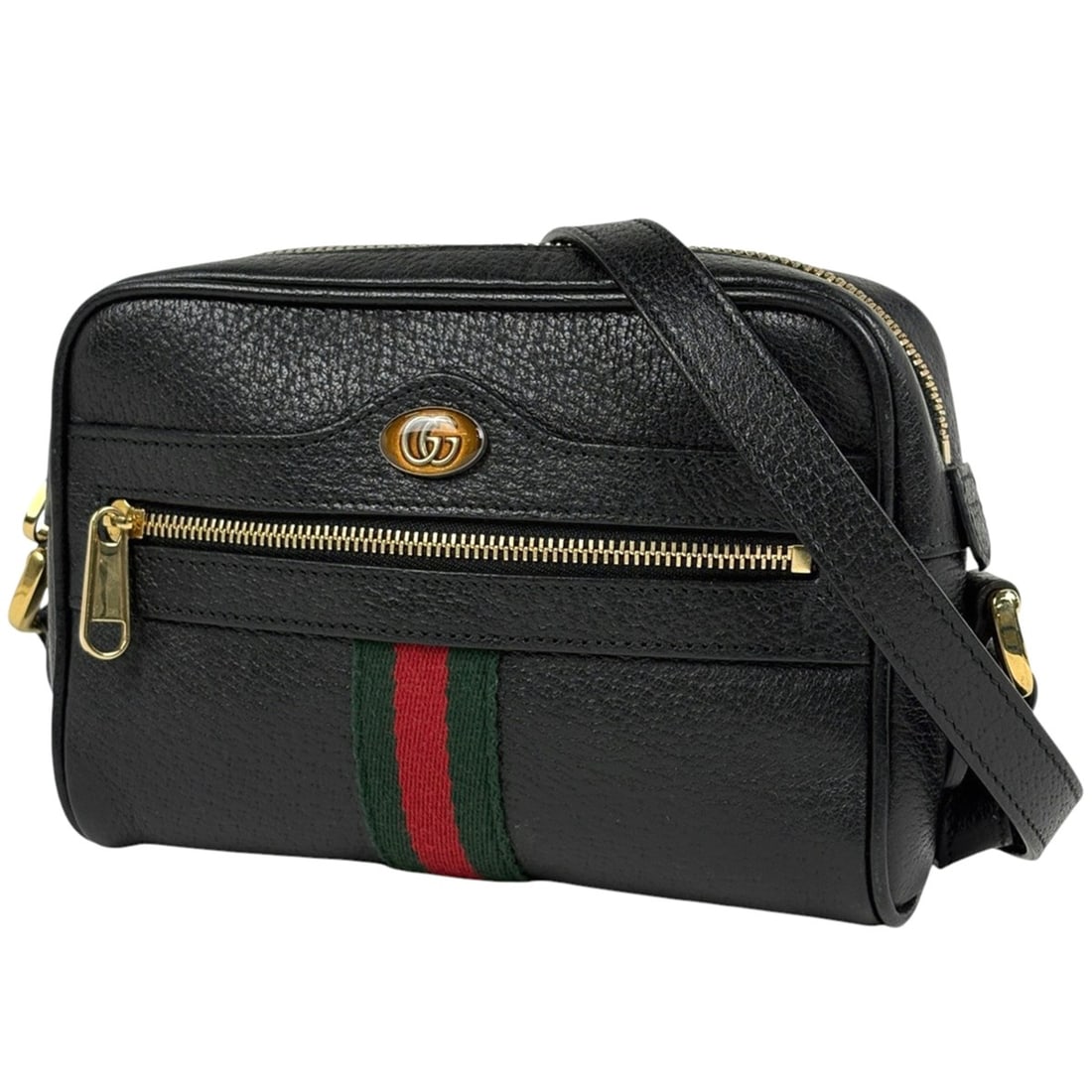 Gucci Sherry Line Web Shoulder Bag in Black Leather (517350) for Women: --- Catalog ---Category: SizeSize (HxWxD): 12cm x 17.5cm x 5.5cm / 4.72'' x 6.88'' x 2.16''Category: DesignType: Shoulder bagColor: BlackGender: WomenMaterial: Leather Category: GeneralMPN: