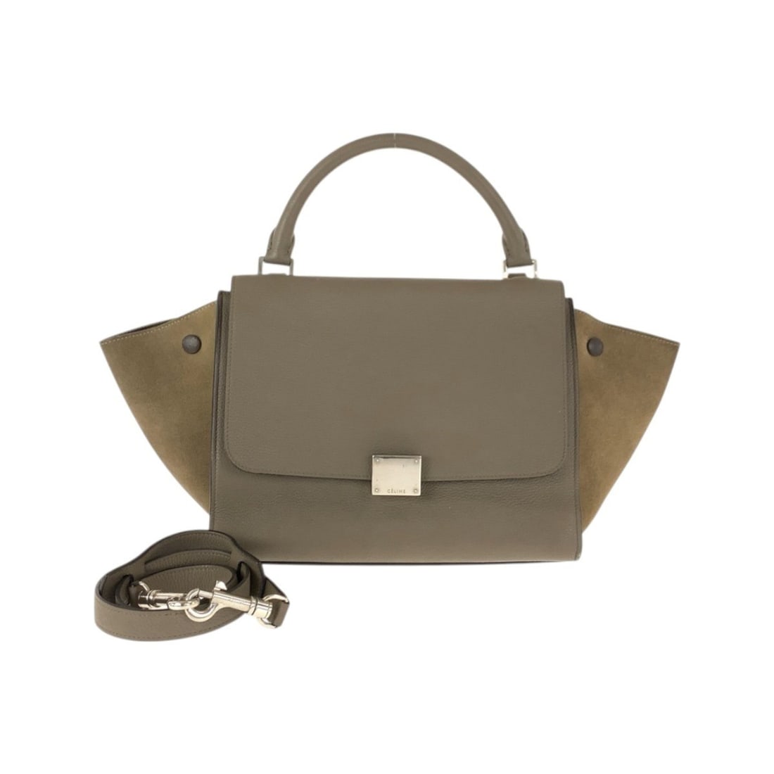 CELINE Traveler's Greige Leather Shoulder Bag with Silver Hardware, F CU 2125, Women's (1 of 10)