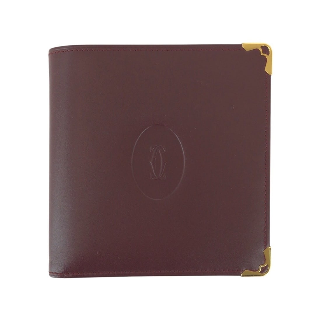 CARTIER Must Line Wine Red Bordeaux Gold Hardware Leather Folding Wallet Compact for Women (1 of 12)