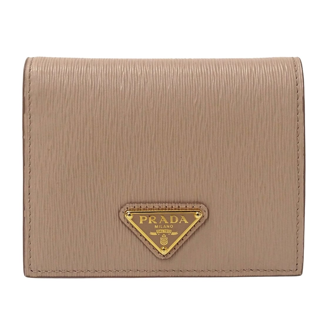 Prada Women's Bifold Leather Wallet in Pink Beige (1MV204) - Compact Mini with Logo: --- Catalog ---Category: SizeSize (HxWxD): 9cm x 11cm x 2cm / 3.54'' x 4.33'' x 0.78''Category: DesignType: Wallet (bi-fold)Color: Pink beigeGender: WomenMaterial: Leather Category: GeneralMPN: 1MV204