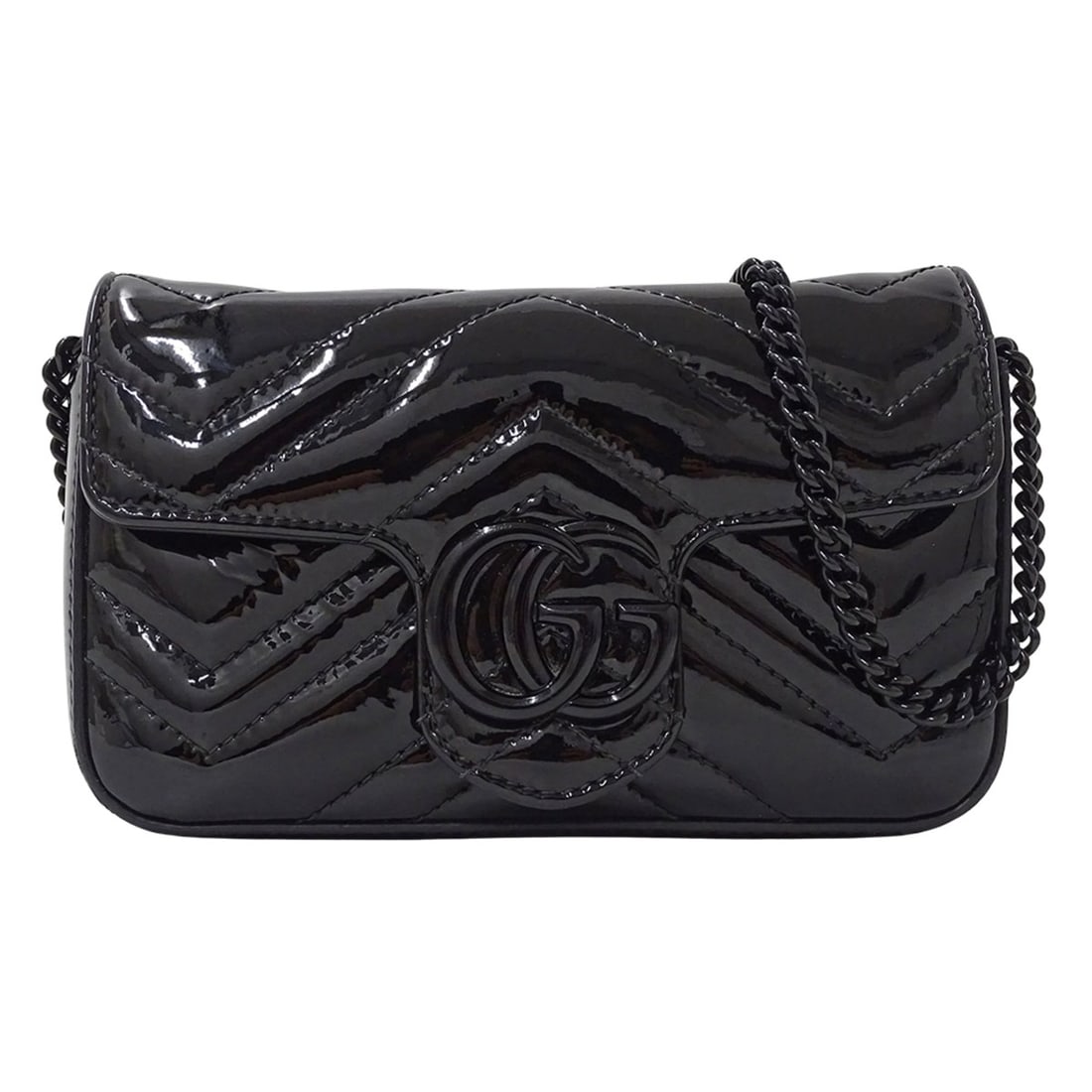 Gucci GG Marmont Shoulder Bag in Black Patent Leather and Enamel, 476433, Women's, Chain Bag, Mini: --- Catalog ---Category: SizeSize (HxWxD): 10cm x 17cm x 4.5cm / 3.93'' x 6.69'' x 1.77''Category: DesignType: Pouch, Shoulder bagColor: BlackGender: WomenMaterial: Patent leather Category: GeneralMPN