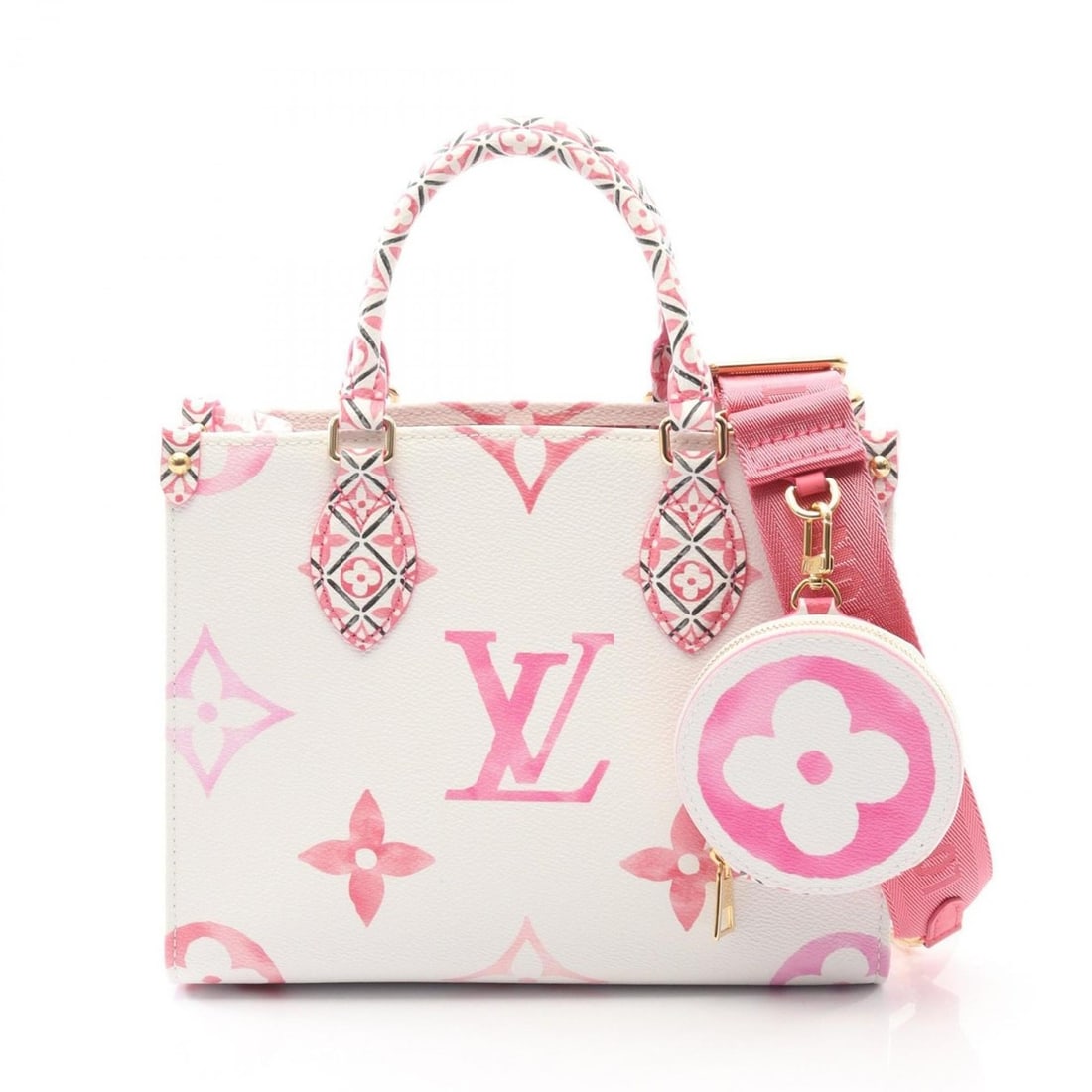 Louis Vuitton On the Go PM LV By Pool Handbag in Coated Canvas Monogram Giant, Women's, White,: --- Catalog ---Category: SizeSize (HxWxD): 18cm x 24.5cm x 10cm / 7.08'' x 9.64'' x 3.93''Category: DesignType: HandbagColor: WhiteGender: WomenMaterial: Coated canvas Category: GeneralMPN: M22976Bran