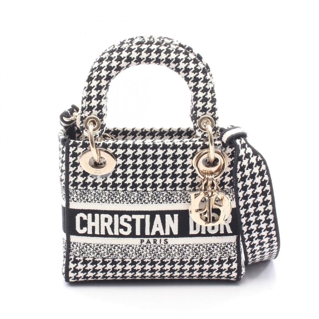 Christian Dior Dior LADY D-LITE Mini Handbag, Canvas, Women's, Black and White, 50-MA1222: --- Catalog ---Category: SizeSize (HxWxD): 14cm x 17cm x 8cm / 5.51'' x 6.69'' x 3.14''Category: DesignType: HandbagColor: Black, WhiteGender: WomenMaterial: Canvas Category: GeneralMPN: 50-MA1222Bran