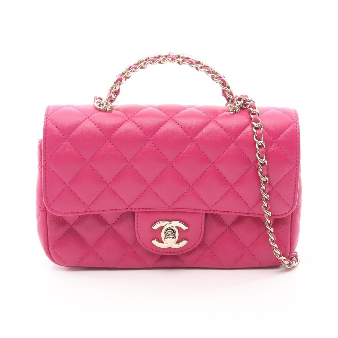 CHANEL Matelasse Top Handle Shoulder Bag in Lambskin Leather, Pink, AS4140: --- Catalog ---Category: SizeSize (HxWxD): 13cm x 19cm x 5cm / 5.11'' x 7.48'' x 1.96''Category: DesignType: Shoulder bagColor: PinkGender: WomenMaterial: Leather Leather/Fur Type: LambskinCategory: G