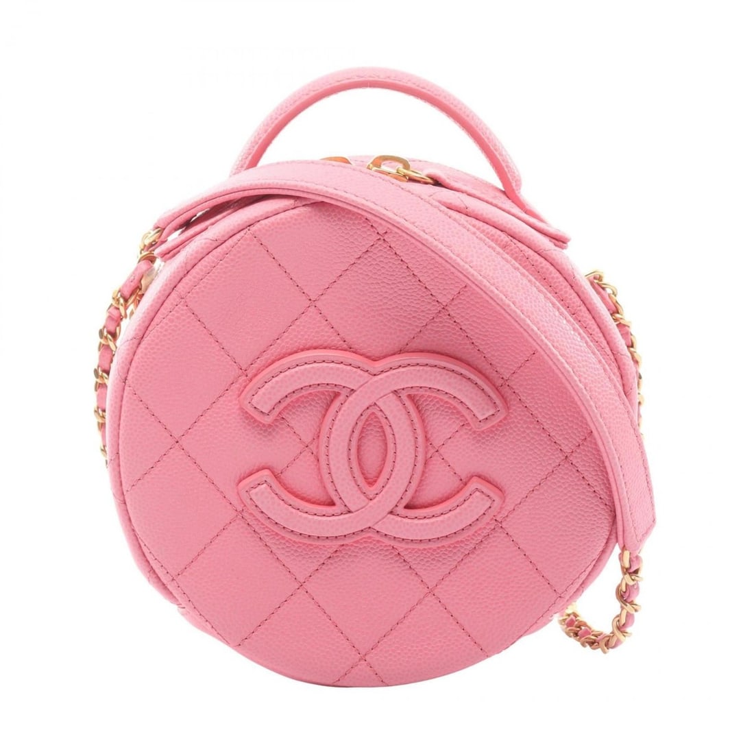 CHANEL Matelasse Shoulder Bag in Grained Calfskin Leather, Pink, AS3875 (1 of 8)