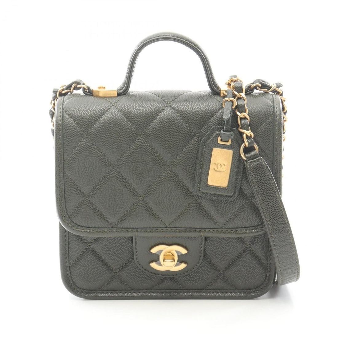 CHANEL Small Top Handle Matelasse Shoulder Bag in Grained Calfskin Leather, Khaki, AS3652: --- Catalog ---Category: SizeSize (HxWxD): 16cm x 17cm x 6.5cm / 6.29'' x 6.69'' x 2.55''Category: DesignType: Shoulder bagColor: KhakiGender: WomenMaterial: Leather Category: GeneralMPN: AS3652Brand: