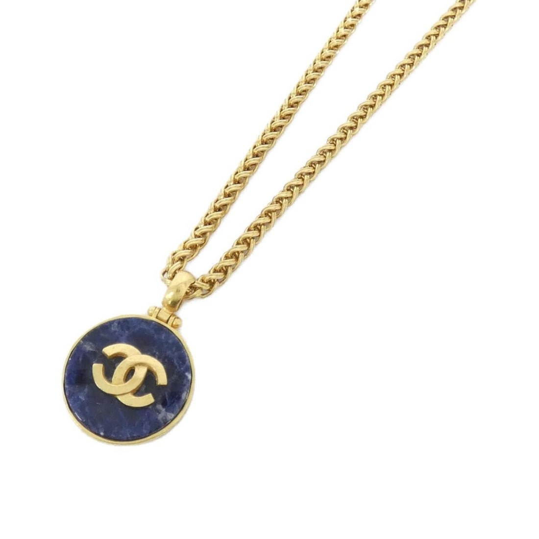 Chanel necklace: --- Catalog ---Category: SizePendant Size: 45mm x 32mm / 1.77'' x 1.25''Neck Circumference: 82 cm / 32.28''Category: DesignColor: Blue, GoldGender: WomenNecklace Type: NecklaceCategory: GeneralBrand: