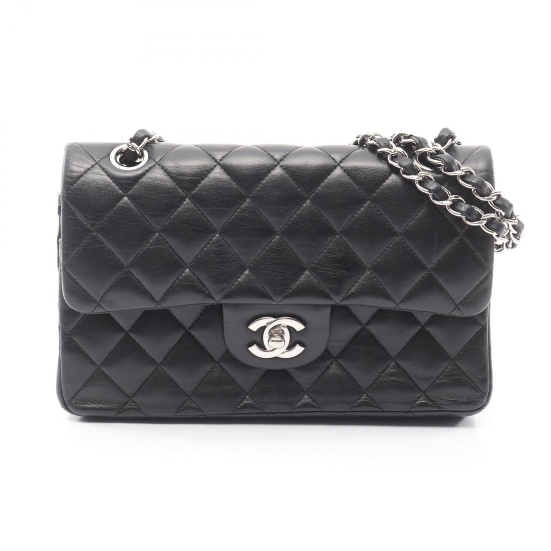 CHANEL Matelasse Double Flap Shoulder Bag in Lambskin Leather, Black (1 of 13)