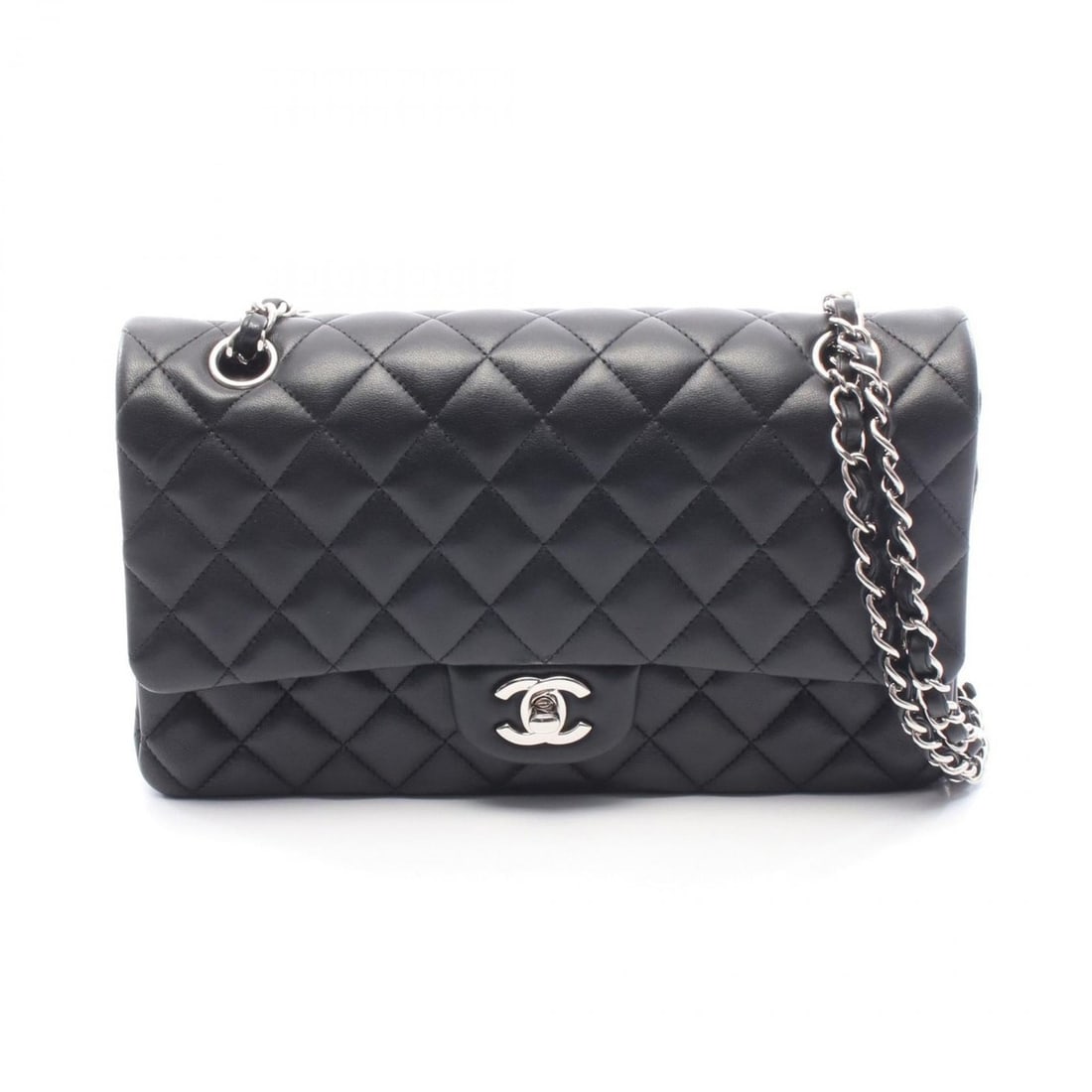 CHANEL Matelasse Double Flap Shoulder Bag in Lambskin Leather, Black (1 of 12)