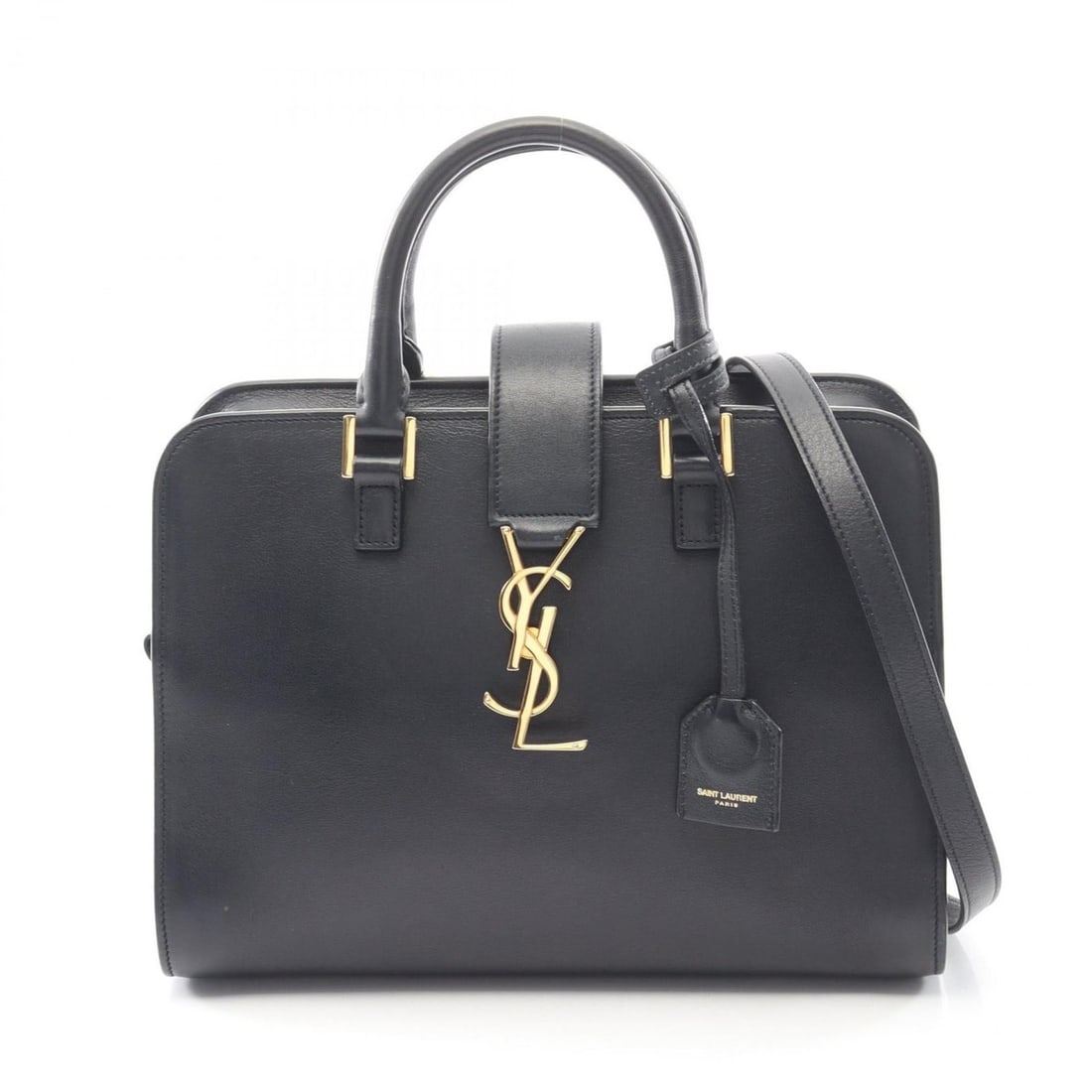 Yves Saint Laurent Saint Laurent Paris Monogram Baby Cabas Handbag, Leather, Women's, Navy (1 of 10)