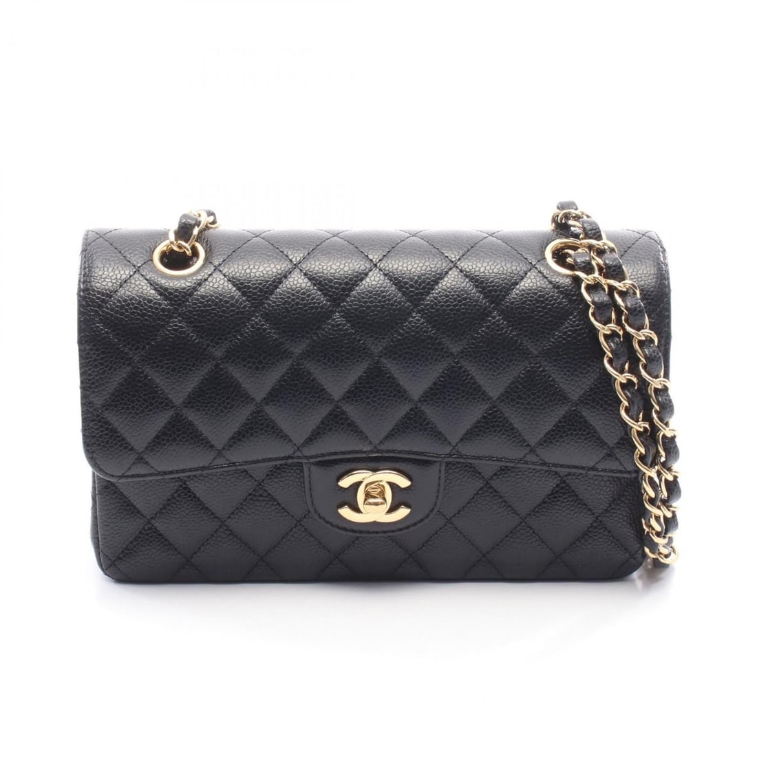 CHANEL Matelasse Double Flap Shoulder Bag in Calfskin Leather (Black) (1 of 10)