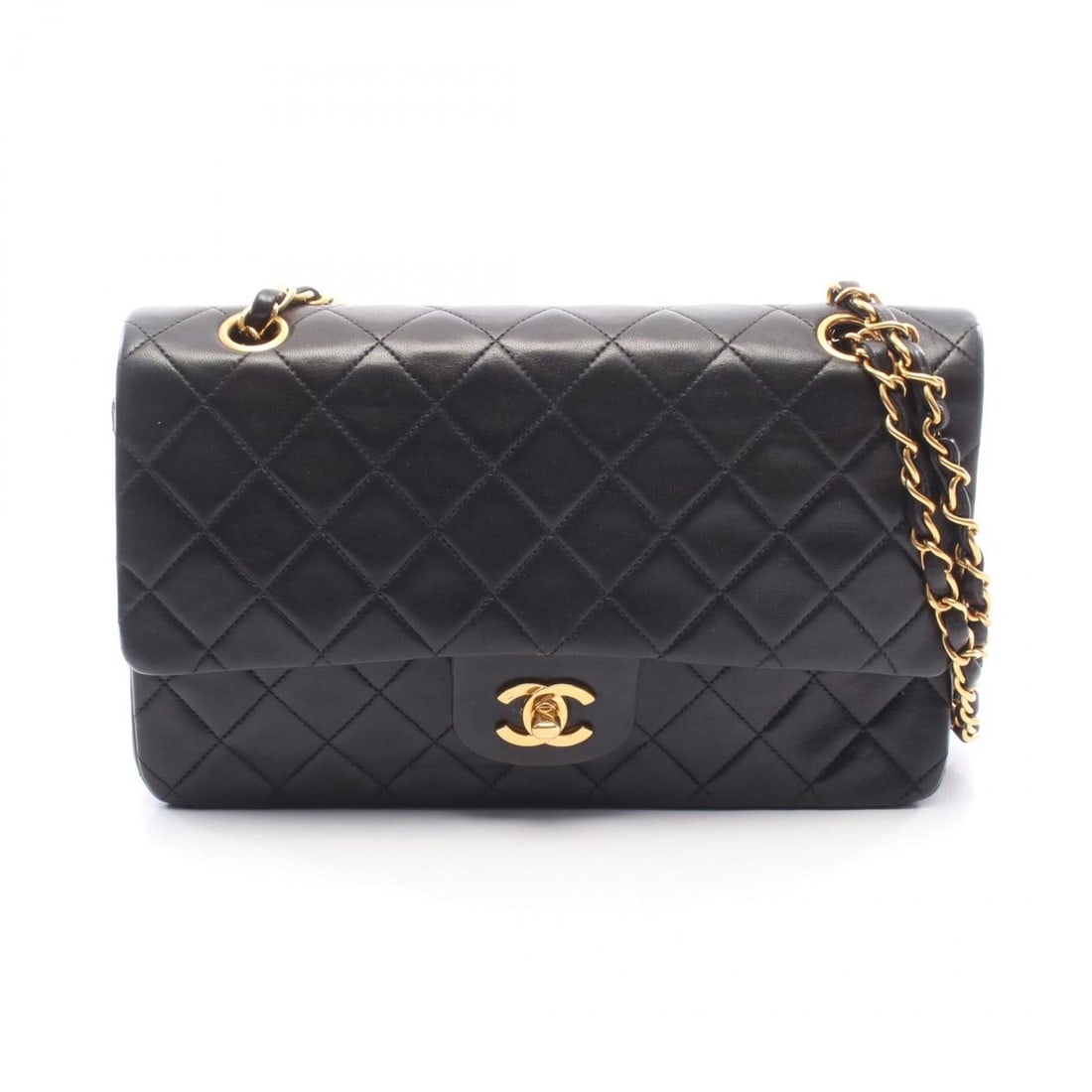 CHANEL Matelasse Double Flap Shoulder Bag in Lambskin Leather, Black (1 of 16)