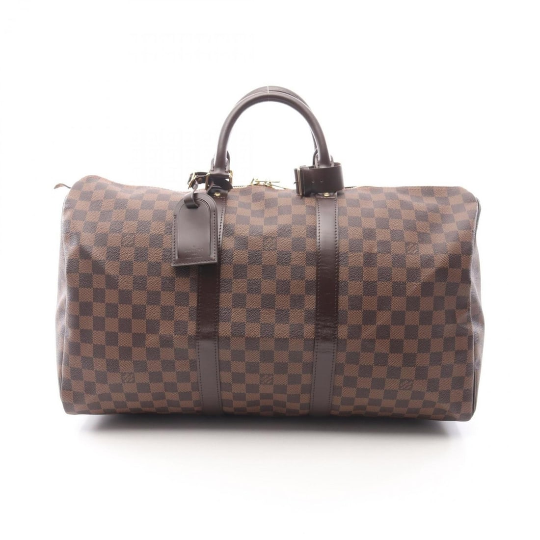 Louis Vuitton Keepall 50 Boston Bag, Coated Canvas and Leather with Damier Finish, Brown, Men's: --- Catalog ---Category: SizeSize (HxWxD): 28.5cm x 50cm x 22cm / 11.22'' x 19.68'' x 8.66''Category: DesignType: Boston bagColor: Brown, Damier Canvas, EbeneGender: Men,WomenMaterial: Coated canvas ,