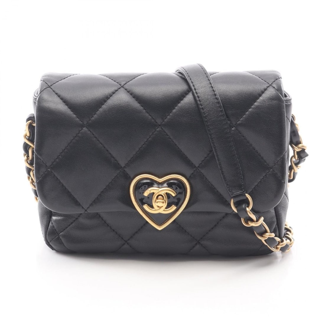 CHANEL Matelasse Heart Lock Shoulder Bag, Lambskin Leather, Women's, Black, AS3979: --- Catalog ---Category: SizeSize (HxWxD): 13cm x 18cm x 5cm / 5.11'' x 7.08'' x 1.96''Category: DesignType: Shoulder bagColor: BlackGender: WomenMaterial: Leather Leather/Fur Type: LambskinCategory: