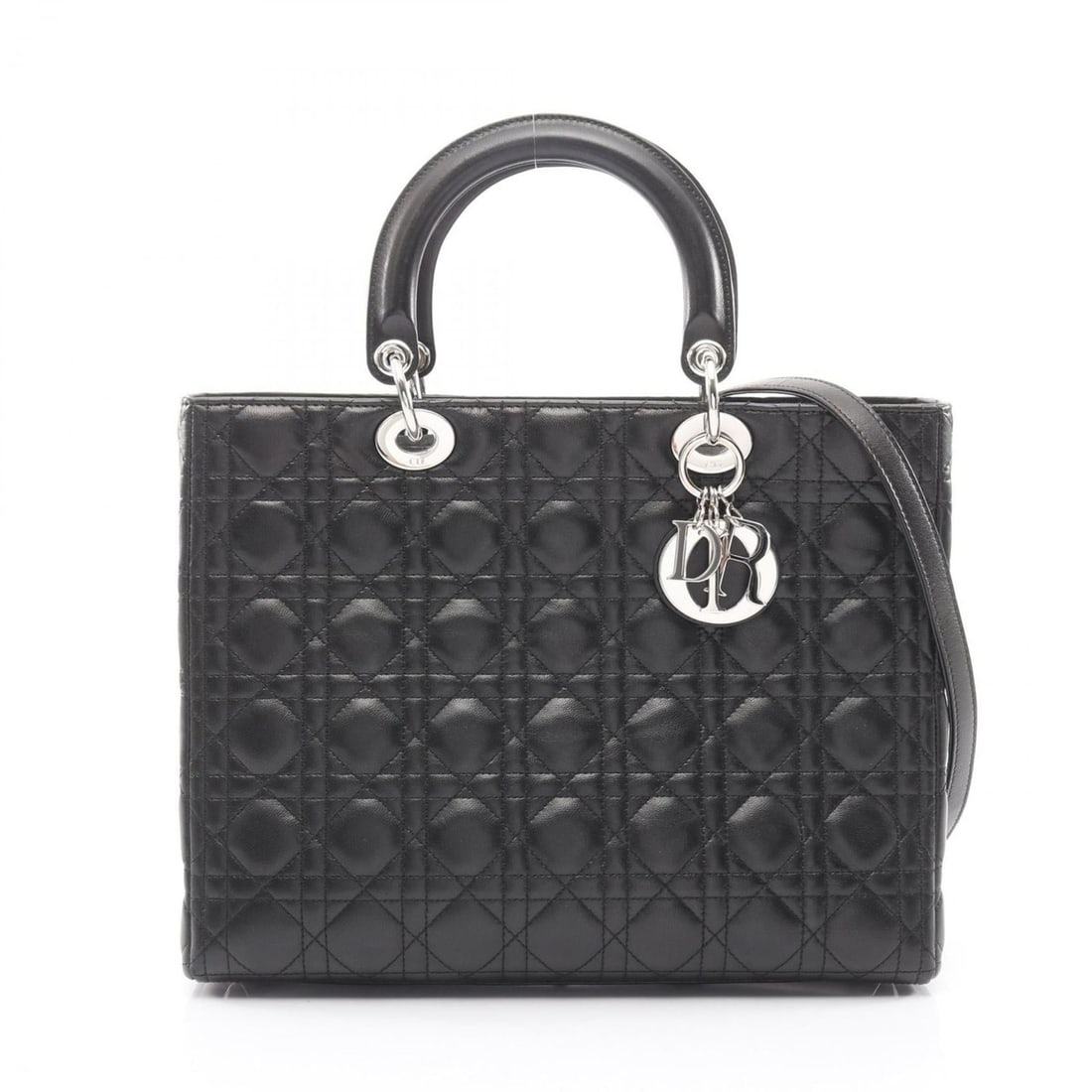 Christian Dior Dior Lady Large Handbag Bag in Lambskin (Sheep Leather) for Women, Black: --- Catalog ---Category: SizeSize (HxWxD): 25cm x 32cm x 11cm / 9.84'' x 12.59'' x 4.33''Category: DesignType: HandbagColor: BlackGender: WomenMaterial: Leather Leather/Fur Type: LambskinCategory: Gen