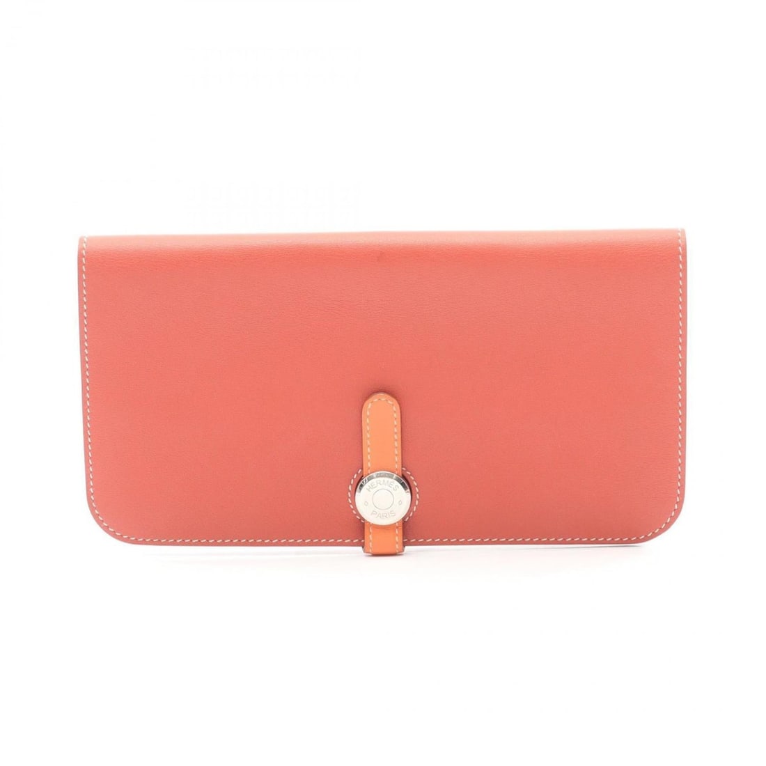 Hermes Hermès Dogon Long Bifold Wallet, Leather, Swift Women's, Red, Orange, Crevette (1 of 12)