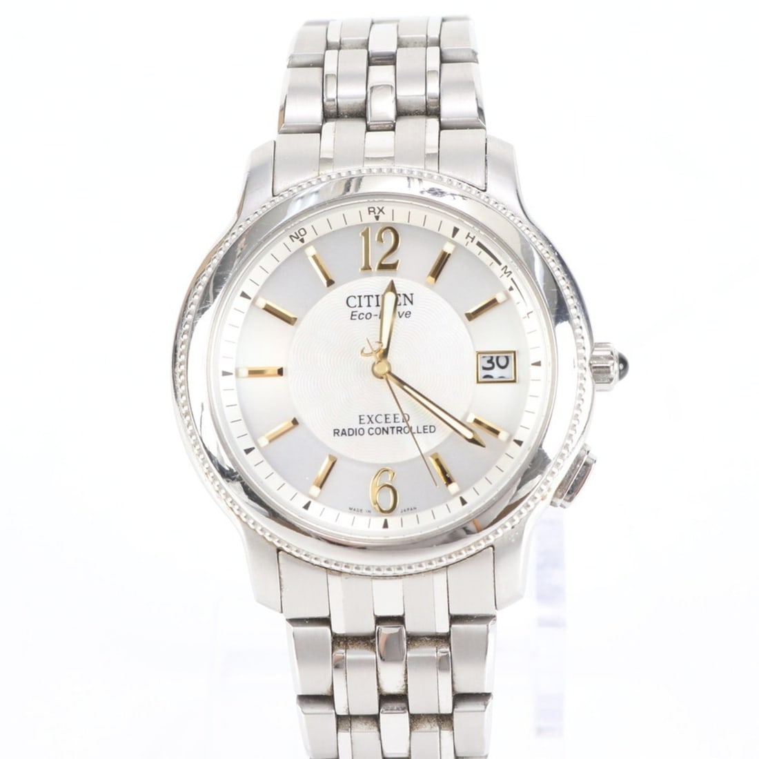 Citizen Exceed Eco-Drive Radio-Controlled Date Watch H410-T007716 Silver Men's: --- Catalog ---Category: SizeWrist Size: 18cm / 7.08''Case Diameter: 38mm / 1.5''Category: DesignType: WristwatchGender: MenColor (Dial): SilverCategory: GeneralMPN: H410-T007716Brand: CitizenCountry