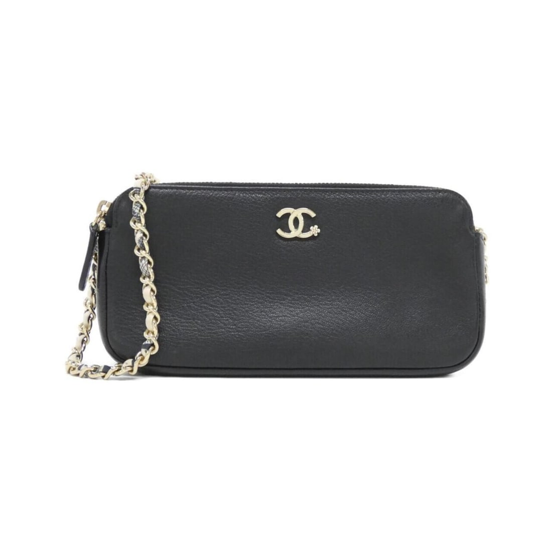 Chanel 81658 Chain Wallet: --- Catalog ---Category: SizeSize (HxWxD): 10cm x 18cm x 3cm / 3.93'' x 7.08'' x 1.18''Category: DesignType: Chain/Shoulder walletColor: BlackGender: WomenMaterial: Leather Leather/Fur Type: GoatskinC