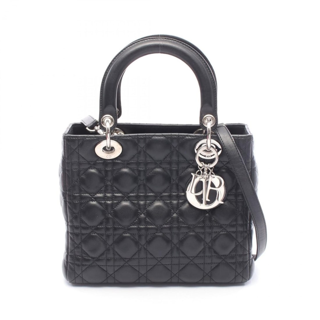 Christian Dior Dior Lady Cannage handbag, leather, women's, black: --- Catalog ---Category: SizeSize (HxWxD): 20cm x 24cm x 11cm / 7.87'' x 9.44'' x 4.33''Category: DesignType: HandbagColor: BlackGender: WomenMaterial: Leather Category: GeneralBrand: Christian Dior--