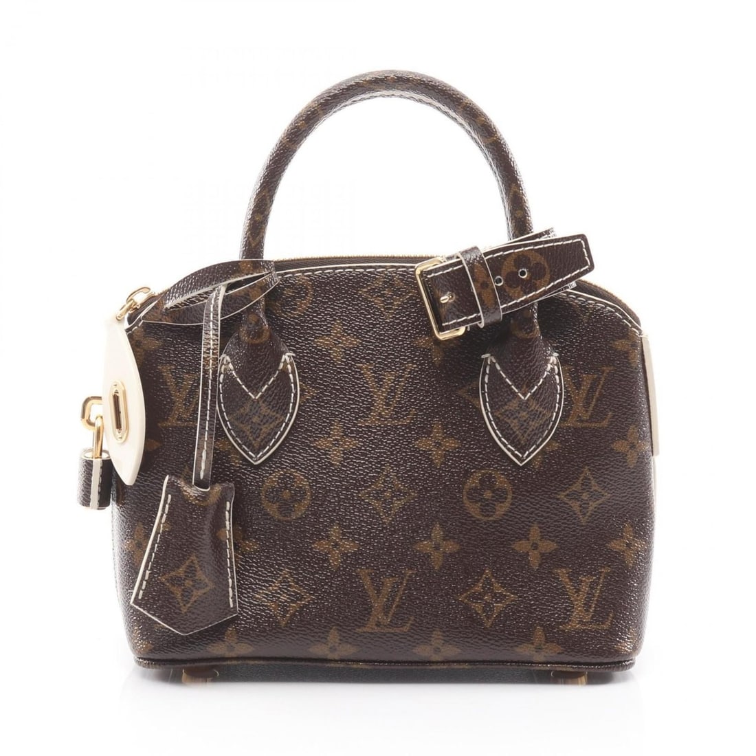 Louis Vuitton Lockit BB Handbag, Coated Canvas, Shiny Monogram, Women's, Brown, M40599 (1 of 14)