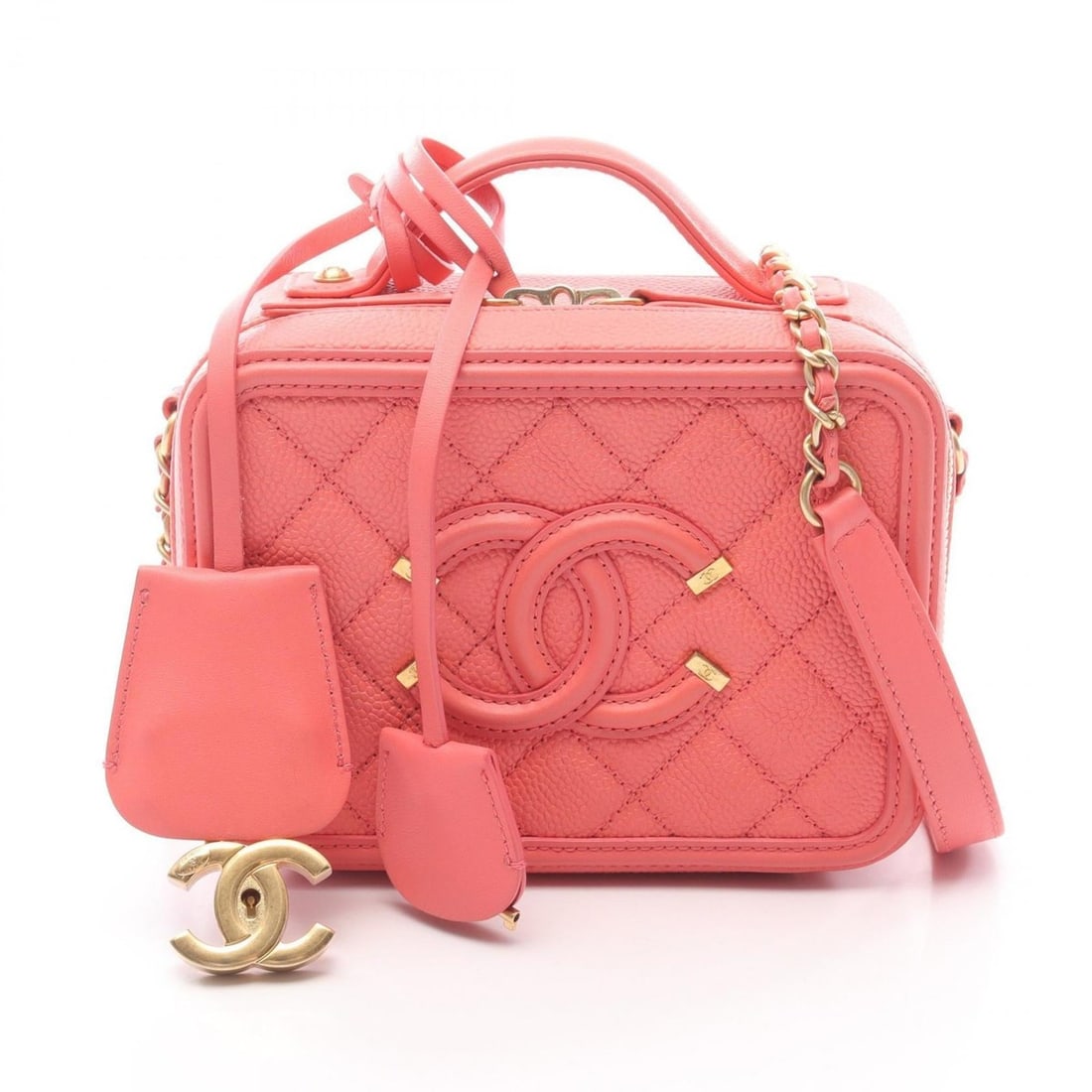 CHANEL CC Figley Small Vanity Bag, Shoulder Grained Calfskin Leather, Women's, Pink, A93342: --- Catalog ---Category: SizeSize (HxWxD): 12cm x 16cm x 7cm / 4.72'' x 6.29'' x 2.75''Category: DesignType: Shoulder bag, Vanity bagColor: PinkGender: WomenMaterial: Leather Category: GeneralMPN: A93