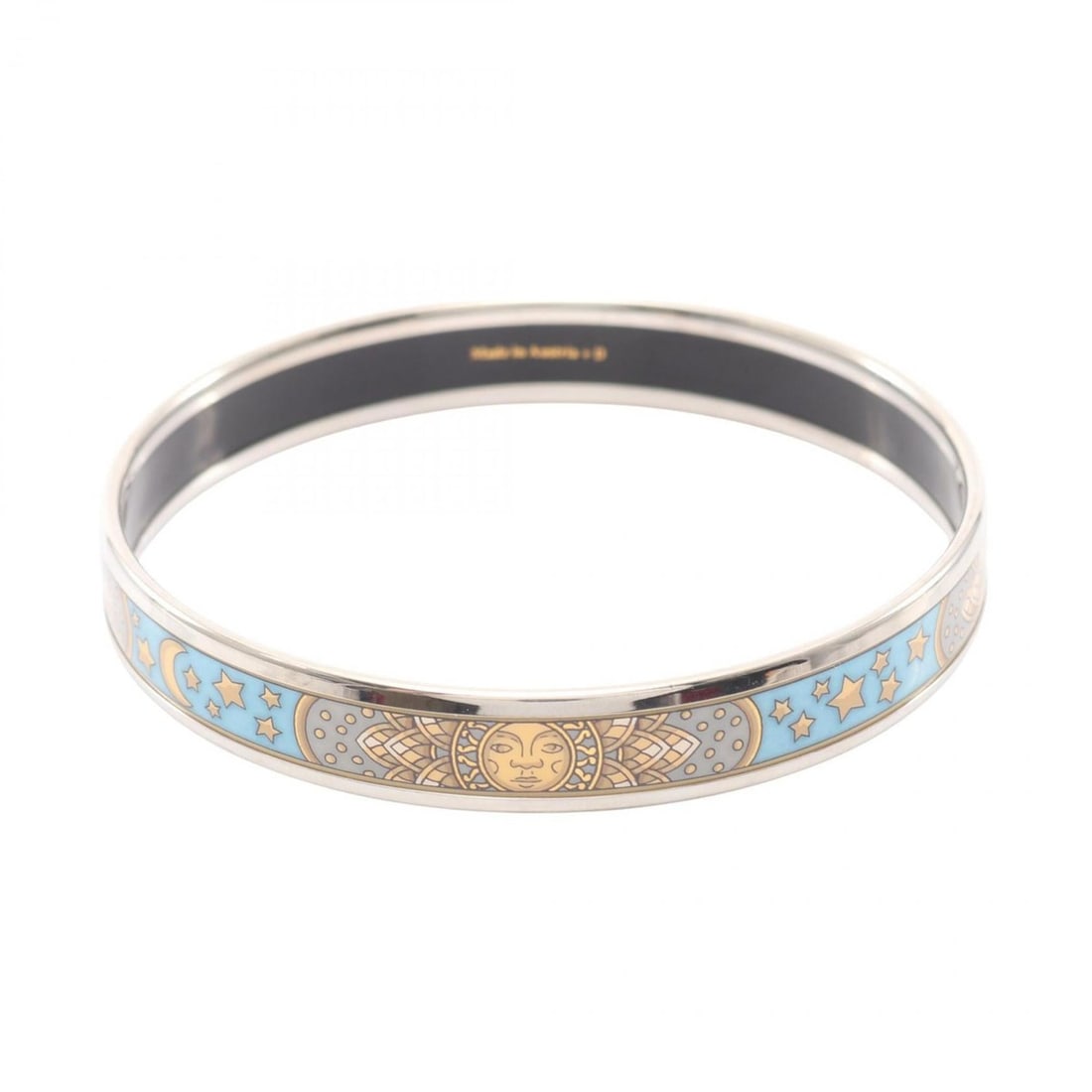 Hermes Hermès enamel PM bangle accessory in stainless steel and cloisonné, available silver, blue, (1 of 8)