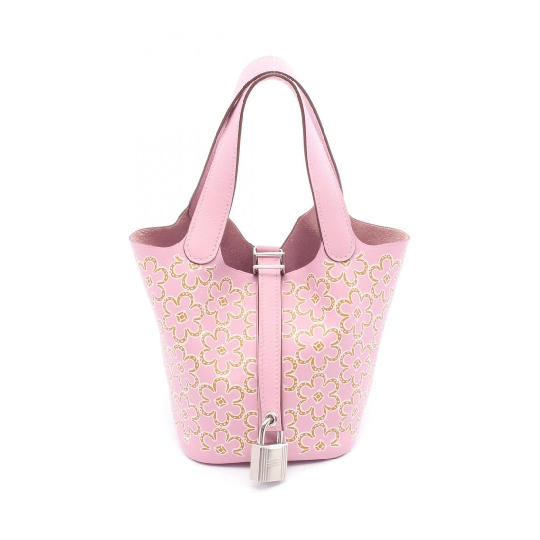 Hermes Hermès Picotin Lock Micro Lucky Daisy Handbag, Leather, Swift Women's, Pink, Brown, White, (1 of 13)