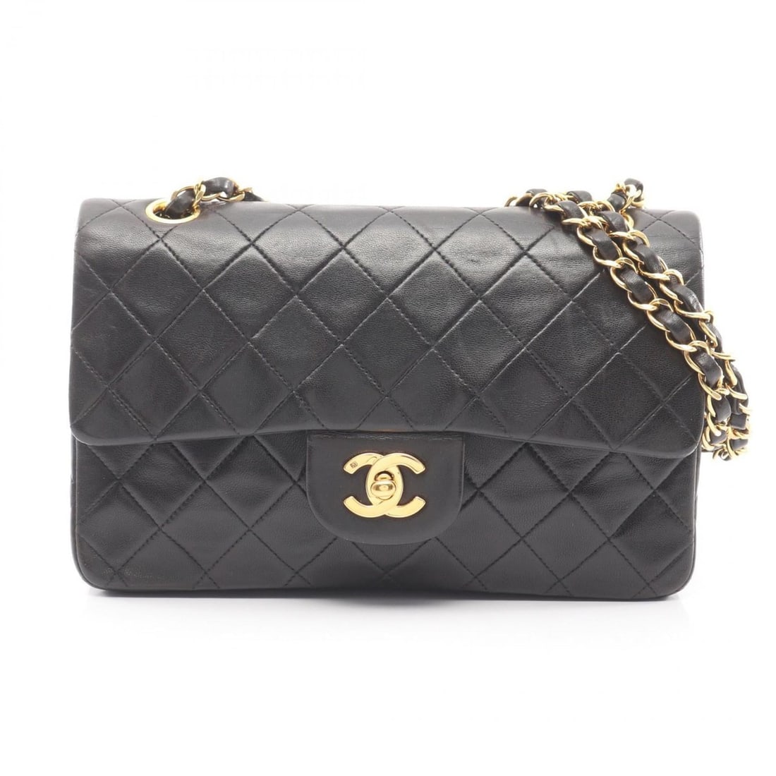 CHANEL Matelasse Double Flap Shoulder Bag in Lambskin Leather, Black (1 of 18)