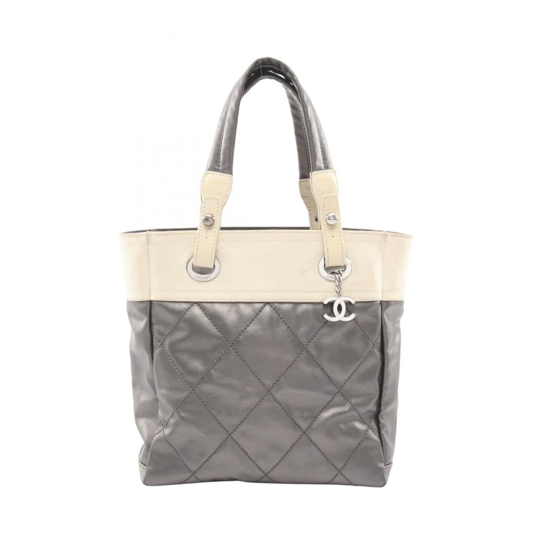 CHANEL Paris-Biarritz PM Tote Bag, Coated Canvas and Leather, Women's, Brown Ivory: --- Catalog ---Category: SizeSize (HxWxD): 27cm x 25cm x 11cm / 10.62'' x 9.84'' x 4.33''Category: DesignType: Tote bagColor: Brown, IvoryGender: WomenMaterial: Coated canvas , Leather Hardware Color: