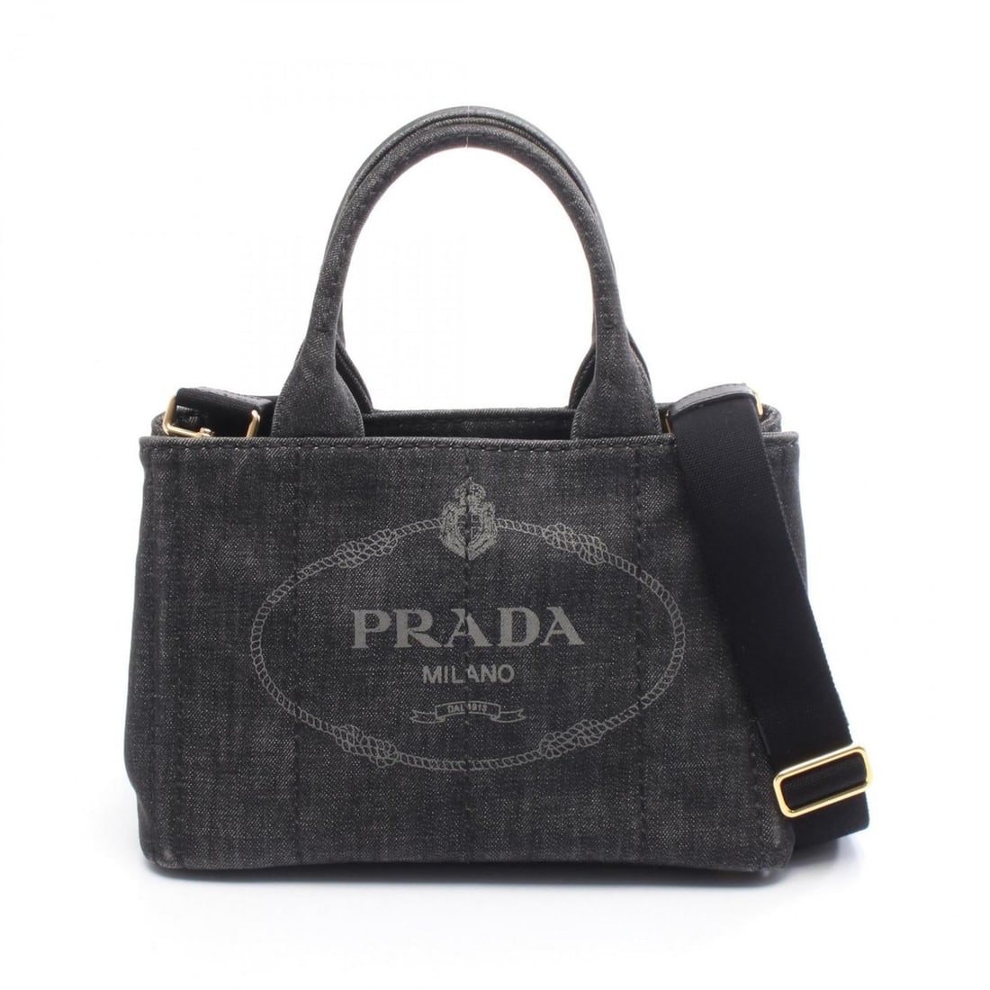 Prada Canapa Tote Bag, Denim, Women's, Black, 1BG439: --- Catalog ---Category: SizeSize (HxWxD): 19cm x 29cm x 14cm / 7.48'' x 11.41'' x 5.51''Category: DesignType: Tote bagColor: BlackGender: WomenMaterial: Denim Category: GeneralMPN: 1BG439Brand: Prada