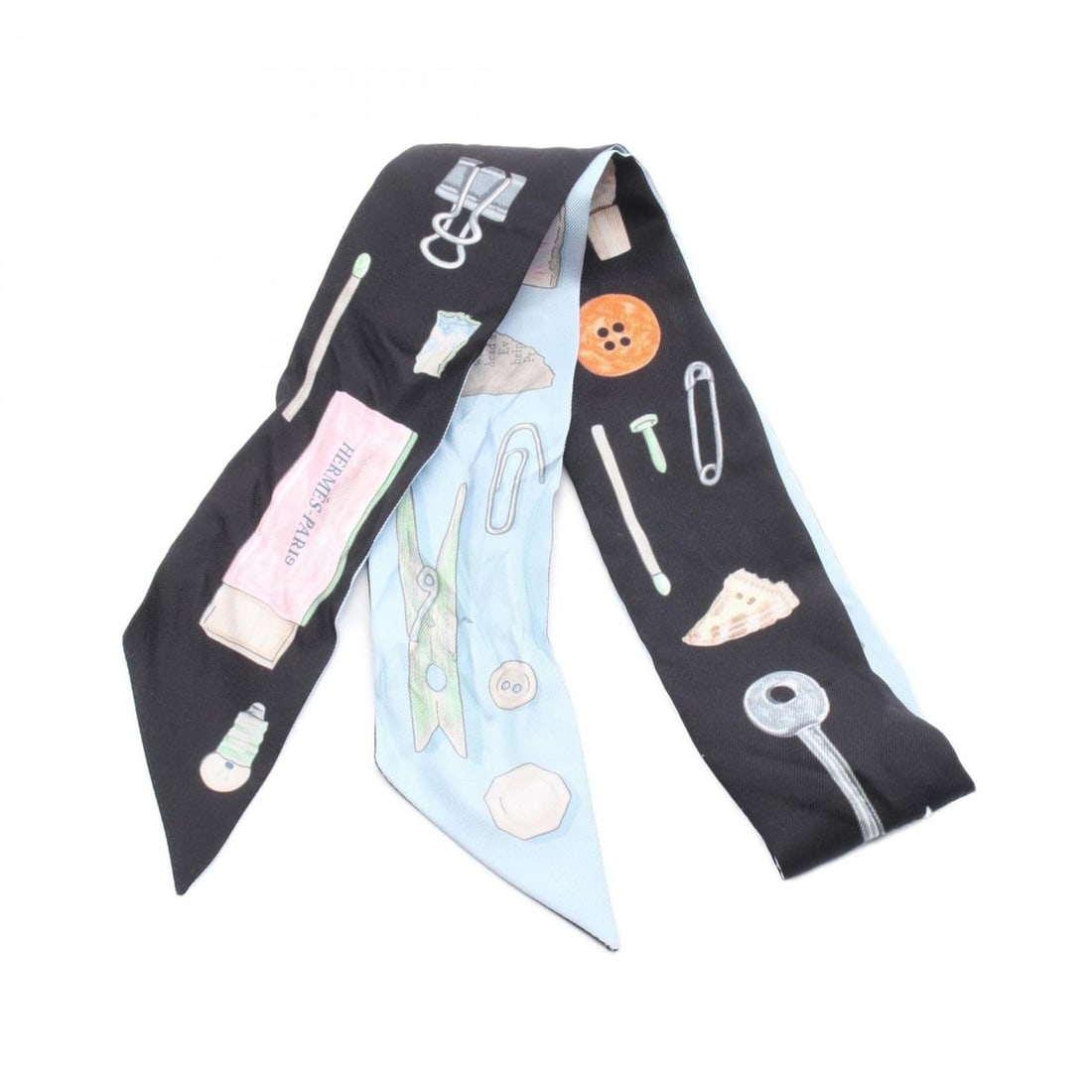 Hermes Hermès Twilly In The Pocket Silk Scarf for Women in Black, Blue, and Multicolor: --- Catalog ---Category: SizeSize (LxW): 87cm x 5cm / 34.25'' x 1.96''Category: DesignType: ScarfColor: Black, Blue, Multi-colorGender: WomenMaterial: Silk Category: GeneralBrand: Hermes--- Item List