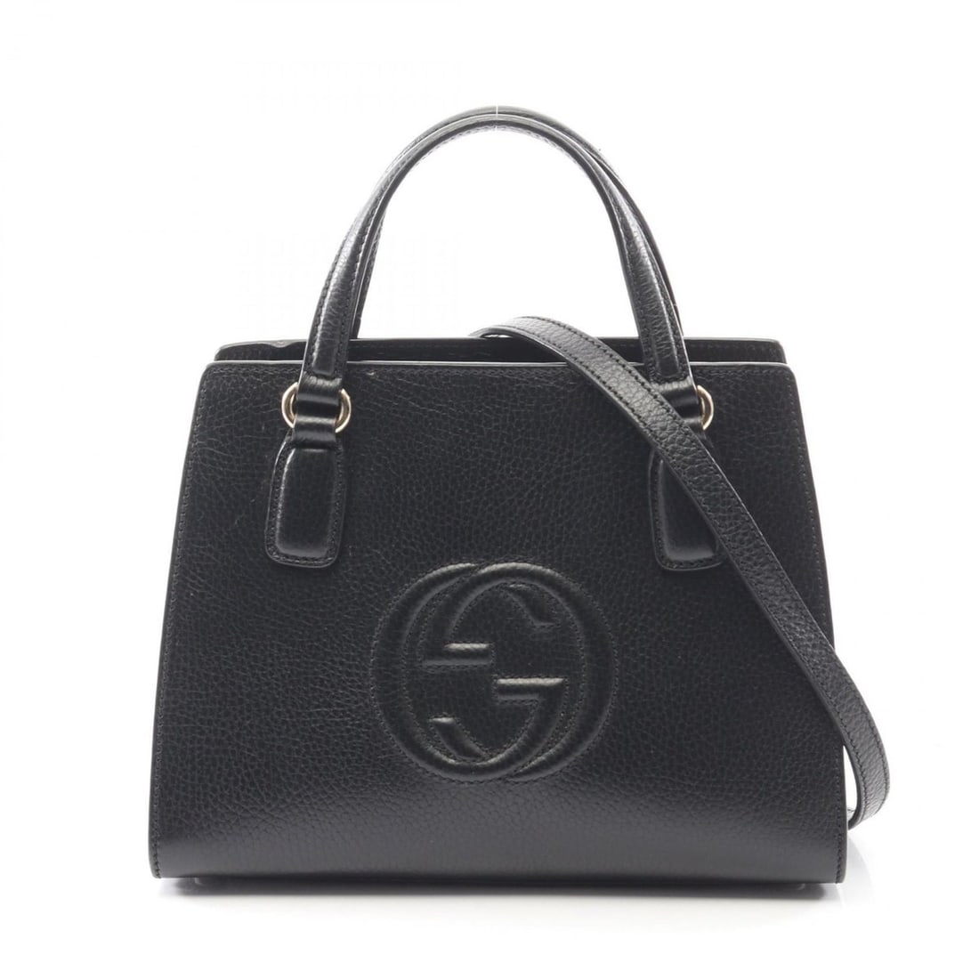 Gucci Soho Interlocking G Handbag, Leather, Women's, Black, 607722: --- Catalog ---Category: SizeSize (HxWxD): 20cm x 25.5cm x 12.5cm / 7.87'' x 10.03'' x 4.92''Category: DesignType: HandbagColor: BlackGender: WomenMaterial: Leather Category: GeneralMPN: 607722Brand: