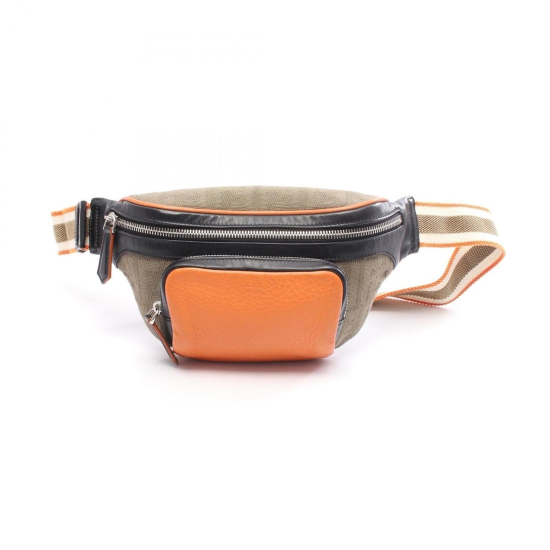 Fendi Zucca waist bag, canvas and leather, men's, khaki, orange, multicolor, 7VA483 (1 of 9)