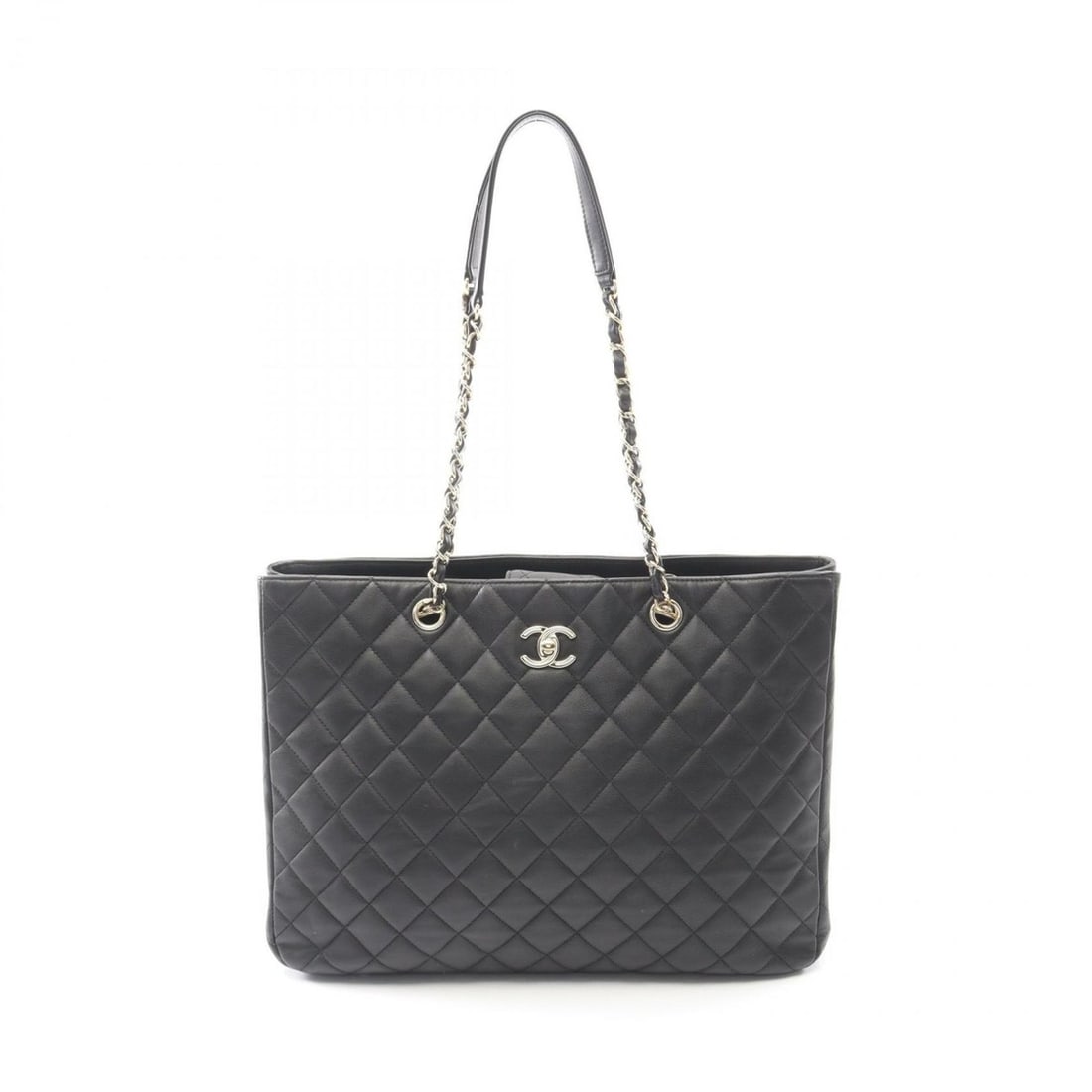 CHANEL Matelasse Large Shopping Bag Tote in Lambskin Leather, Black, Women's, A91046 (1 of 12)