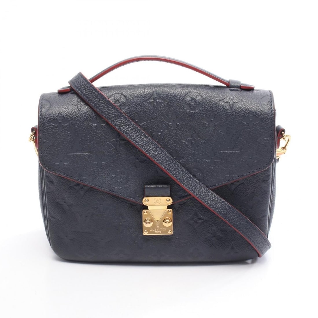Louis Vuitton Metis Pochette Handbag in Monogram Empreinte Leather, Navy Blue, M44071: --- Catalog ---Category: SizeSize (HxWxD): 18cm x 24.5cm / 7.08'' x 9.64''Category: DesignType: Handbag, PochetteColor: Marine rouge, NavyGender: WomenMaterial: Monogram Empreinte , Leather Category: