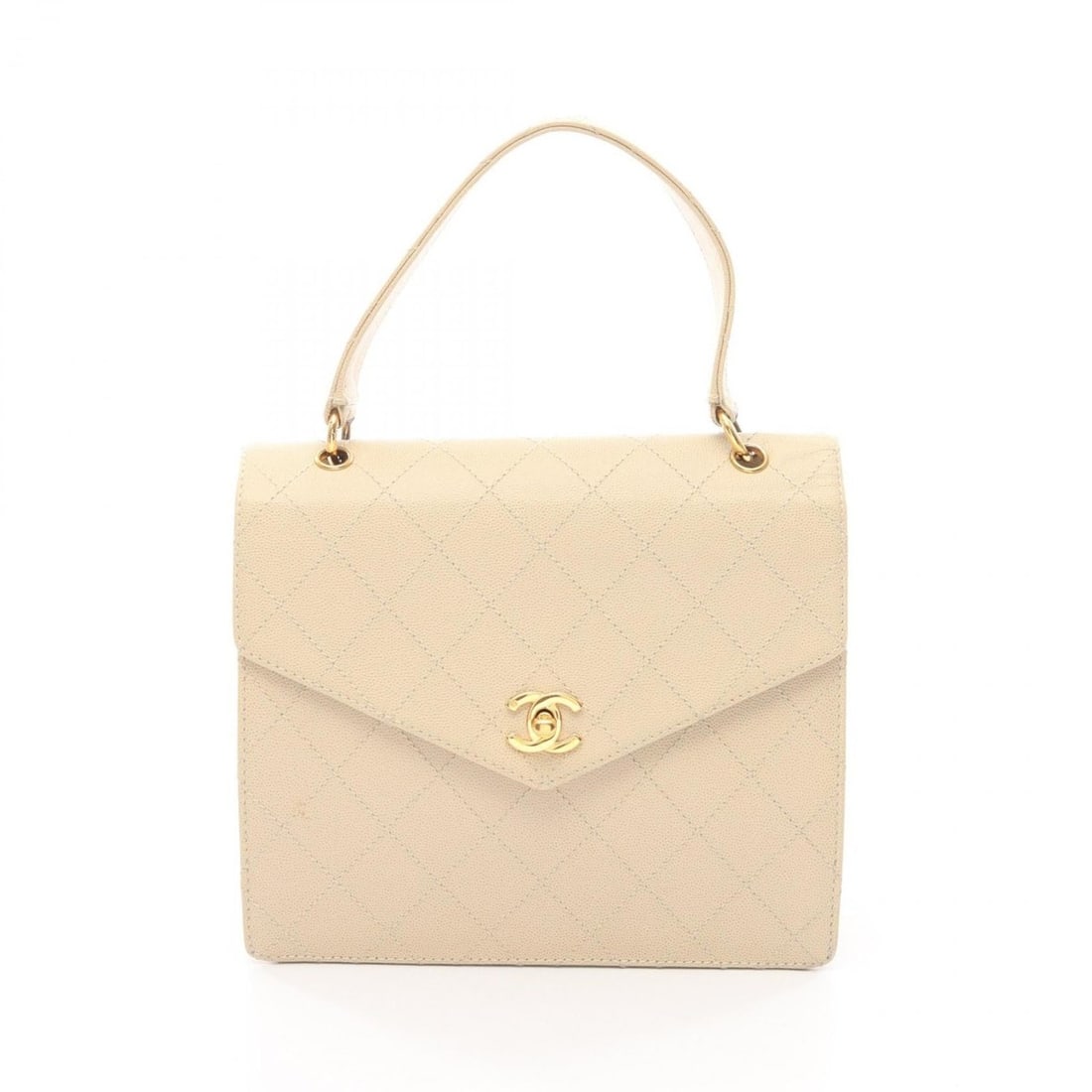 CHANEL Matelasse Handbag in Grained Calfskin Leather, Beige: --- Catalog ---Category: SizeSize (HxWxD): 21.5cm x 23.5cm x 8.5cm / 8.46'' x 9.25'' x 3.34''Category: DesignType: HandbagColor: BeigeGender: WomenMaterial: Leather Leather/Fur Type: Grained CalfskinC