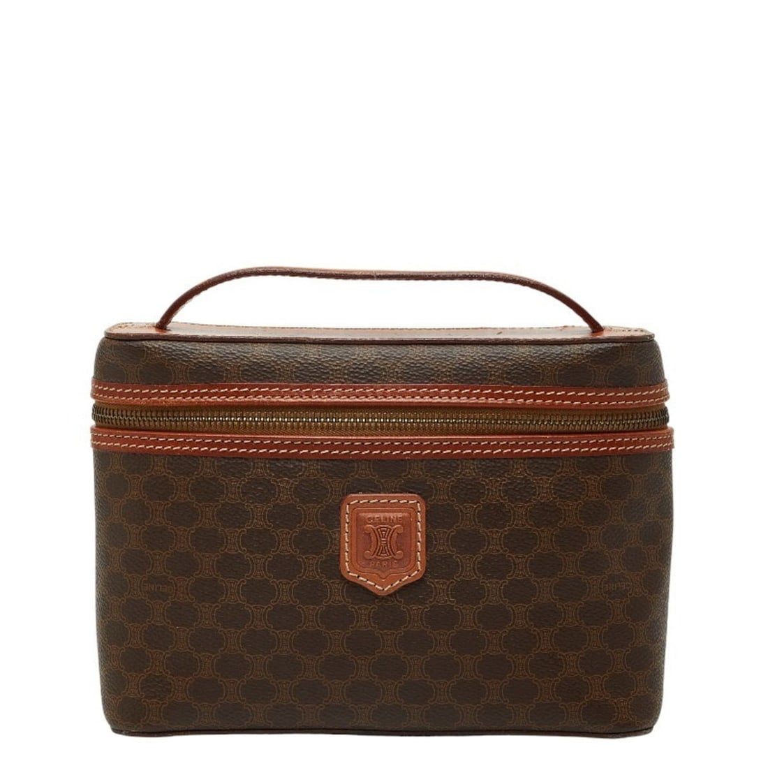 Celine Macadam Vanity Bag, Brown Leather, Women's, CELINE: --- Catalog ---Category: SizeSize (HxWxD): 15cm x 21cm x 7cm / 5.9'' x 8.26'' x 2.75''Category: DesignType: Handbag, Vanity bagColor: BrownGender: WomenMaterial: PVC , Leather Category: GeneralBrand: